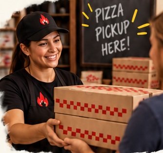 Pizza pickup at a neighborhood hub